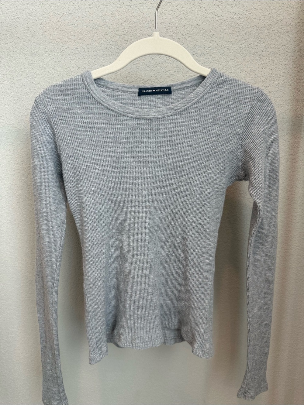 Brandy Melville Light Gray Ribbed Long Sleeve Top